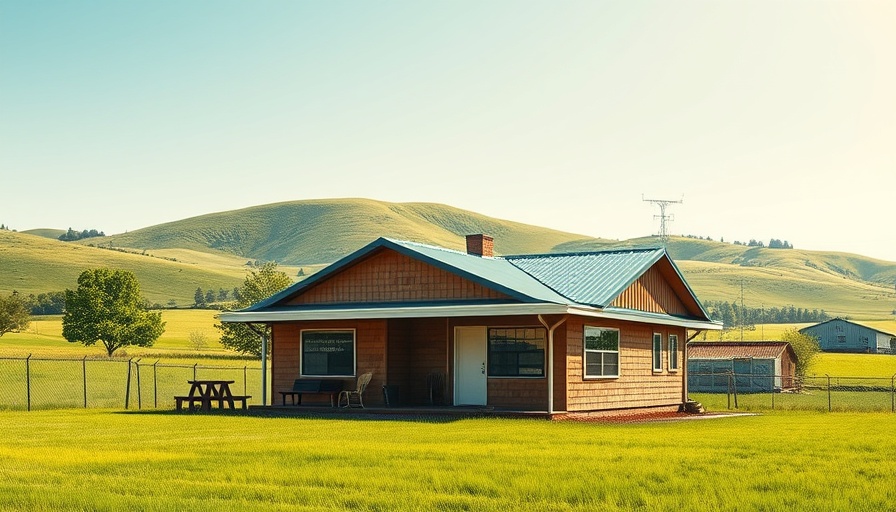 Local news headline scene at a rural housing facility with a fence.