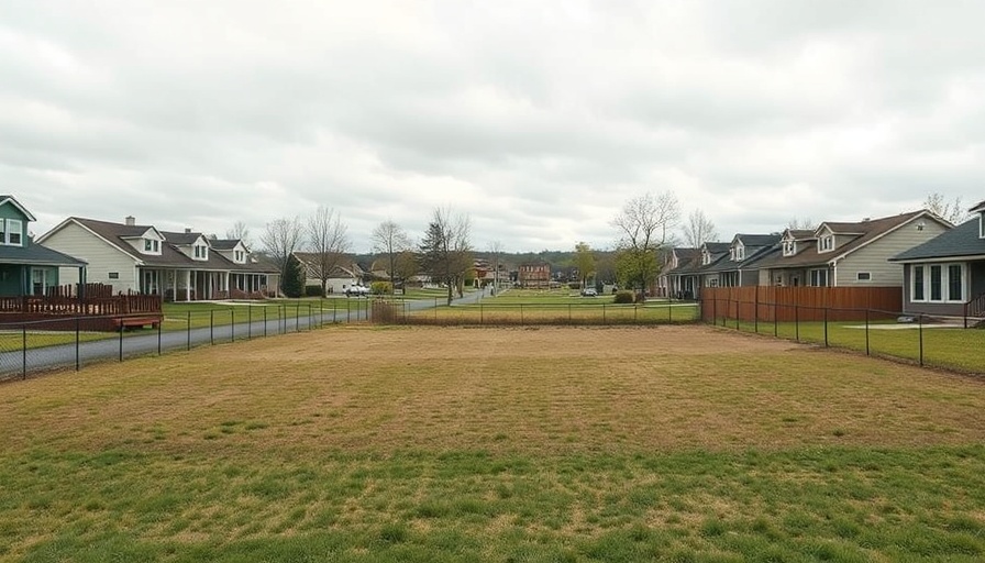 Vacant suburban lot highlighting land value tax housing crisis.
