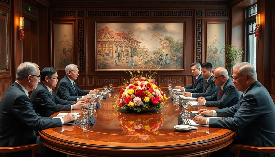 China global trade protector meeting in a grand conference room with traditional décor.
