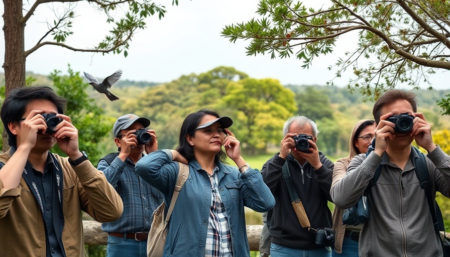Volunteers birdwatching outdoors showcasing health benefits of volunteering.