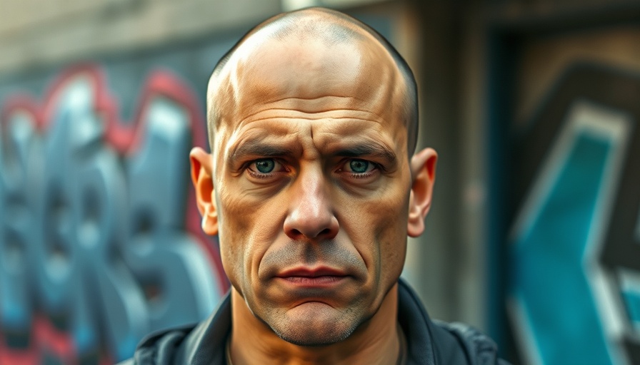 Serious bald man in front of graffiti, Science Fiction's Impact on Society.