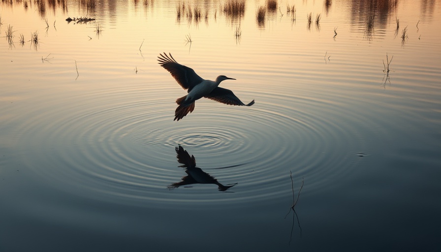 Bird flying over California wetlands highlighting its protection.