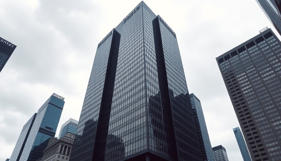Modern skyscrapers with bank logo reflecting investment bank bonuses