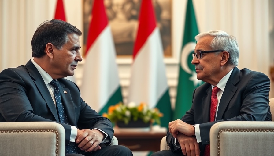 Two leaders in serious discussion at a diplomatic meeting.