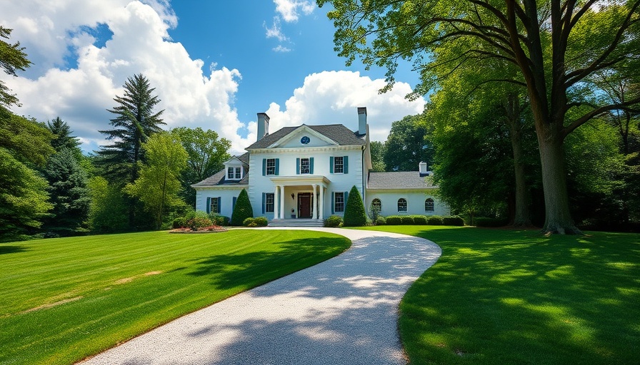Elegant colonial home for sale in Lloyd Harbor with scenic driveway