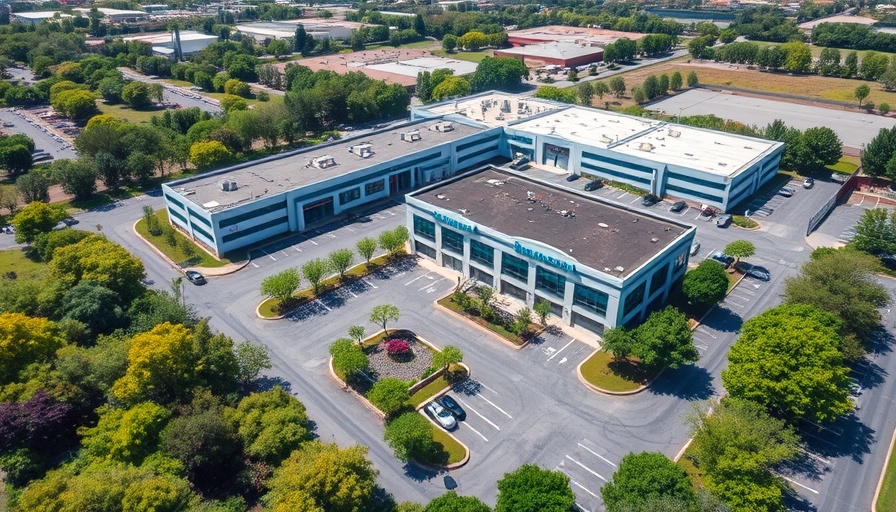 Aerial view of 8500 sq ft space for lease at Cedar Creek Business Center, Jackson WI.