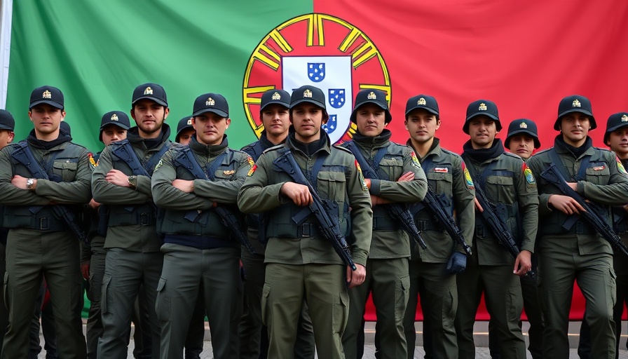 Portuguese soldiers representing defense spending with national flag
