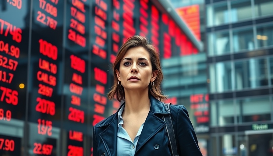 Asia stock markets tumble reflected on city building display.