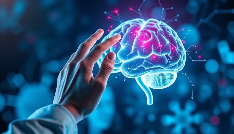Futuristic digital brain visualization with hand, emphasizing boost brain function.