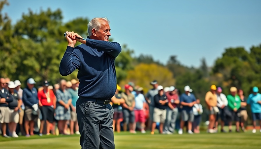 Elderly golfer at new Bay Farm Island golf course with spectators.