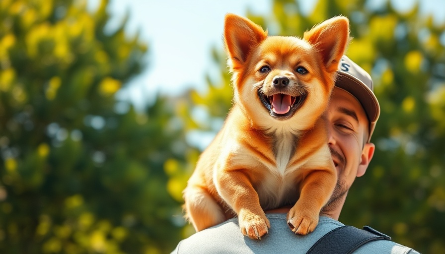 Fostering a dog preparation with a happy dog on a man's shoulder outdoors.