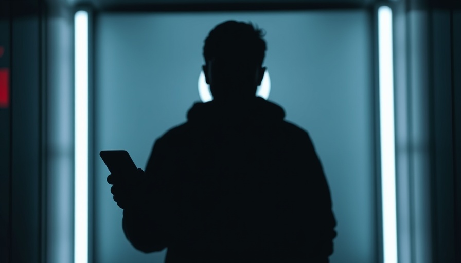 Silhouette with smartphone, Signal app logo in background, high contrast.