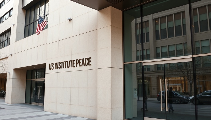 US Institute of Peace building facade with logo and entrance.
