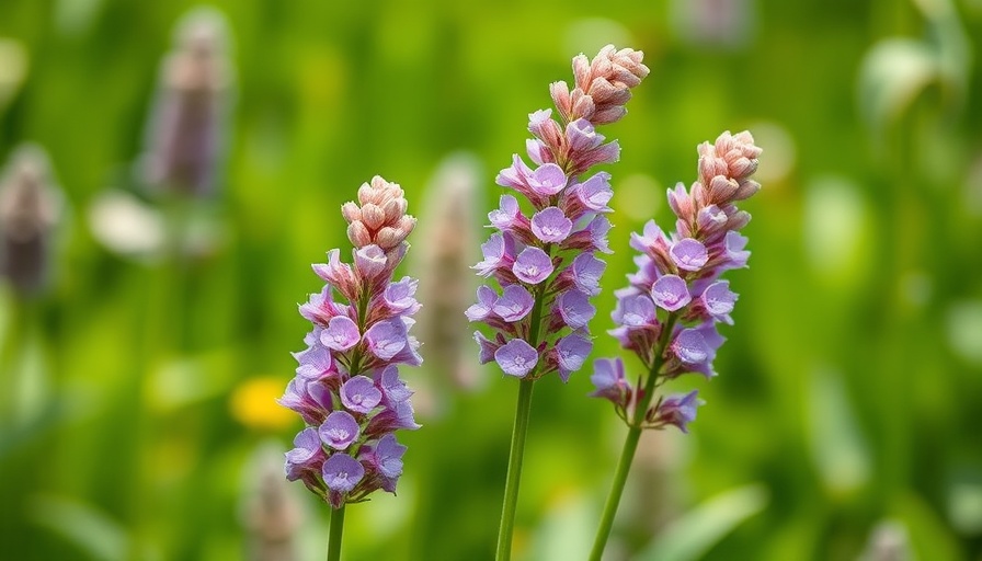 Blooming hyssop flowers in a garden, vibrant purple blossoms.