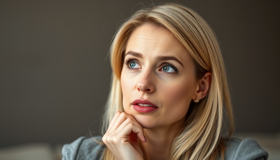 Blonde woman during interview with thoughtful expression.