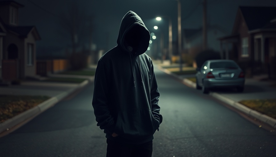 Local news vandalism incident in Novato, person in hoodie at night.