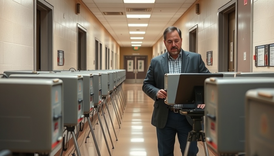 Election officials set up voting machines amid legal discussions.