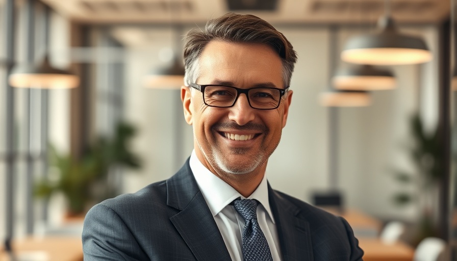 Tech Industry Leadership: Confident man in modern office setting.