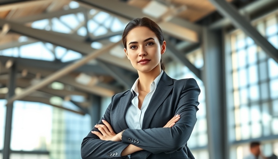 Confident businesswoman in modern interior, CDPQ real estate strategies.