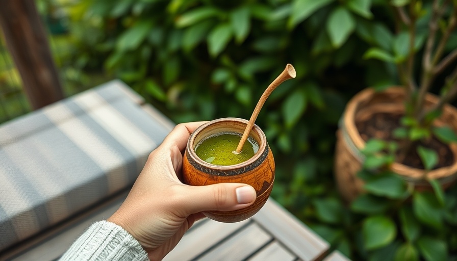 Hand holding yerba mate gourd outdoors - Yerba Mate Nature's Ozempic.