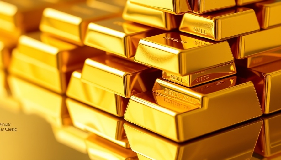 Close-up of stacked gold bars representing gold prices record high.