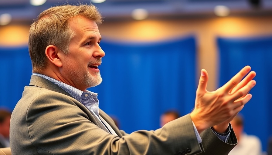 Corporate governance expert discussing tech industry topics at a conference.