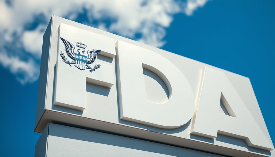 FDA sign symbolizing leadership changes, clear blue sky background.
