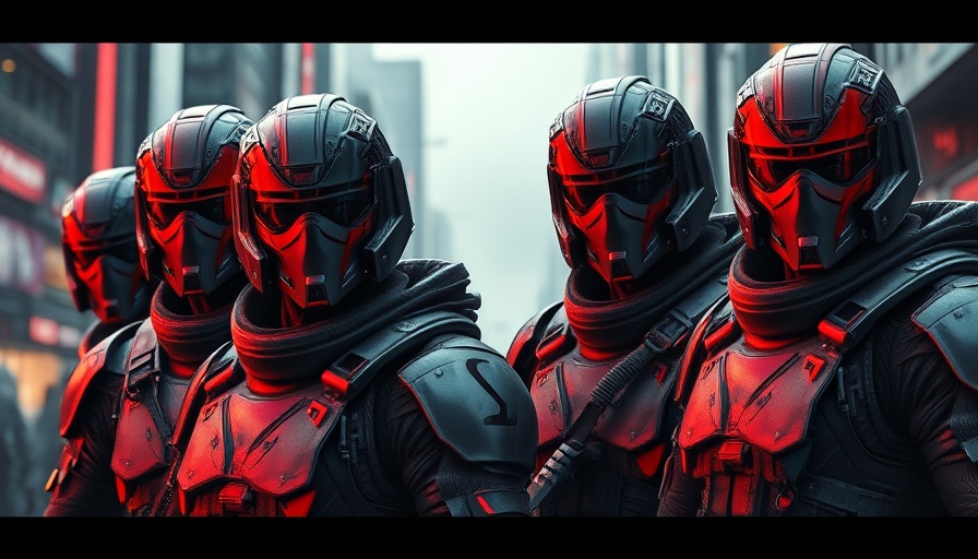 Den of Wolves game preview showing futuristic masked characters in cityscape.