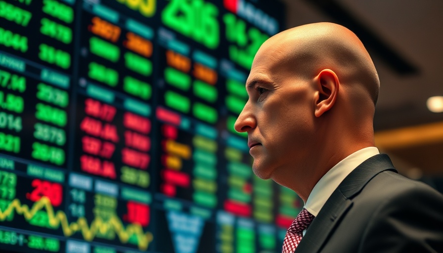 Man studying digital stock board in stock exchange for insider trading news