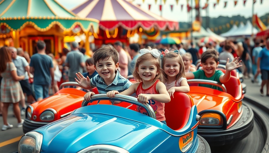 Kids enjoying bumper cars at San Rafael Spring Carnival.