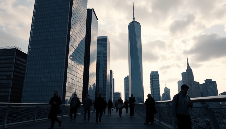 Modern cityscape with pedestrians and skyscrapers, related to US-UK accounting qualifications deal.