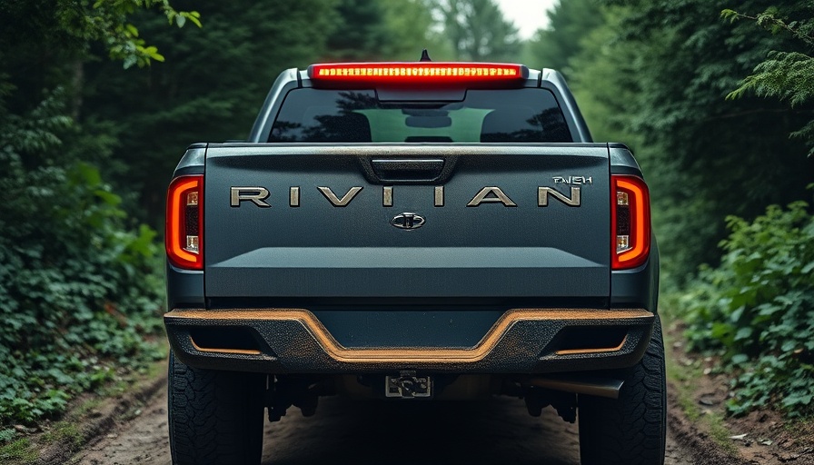 Rivian truck rear view on a forest trail, Rivian deliveries in 2024
