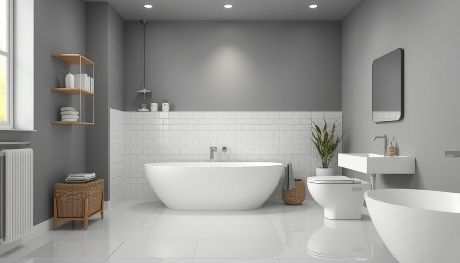 Modern bathroom with clean design showcasing possible ghosting on walls.