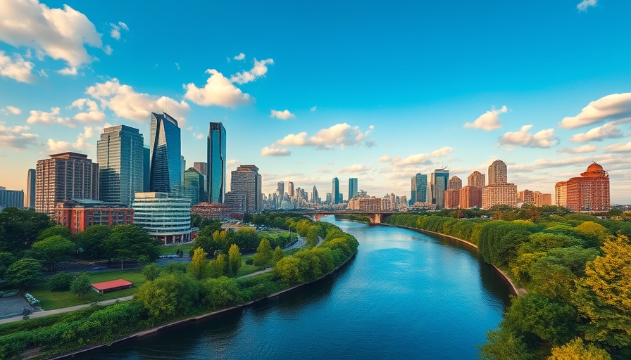 Aerial view of Austin showing river, skyscrapers, clear sky - Pros and Cons of Living in Texas