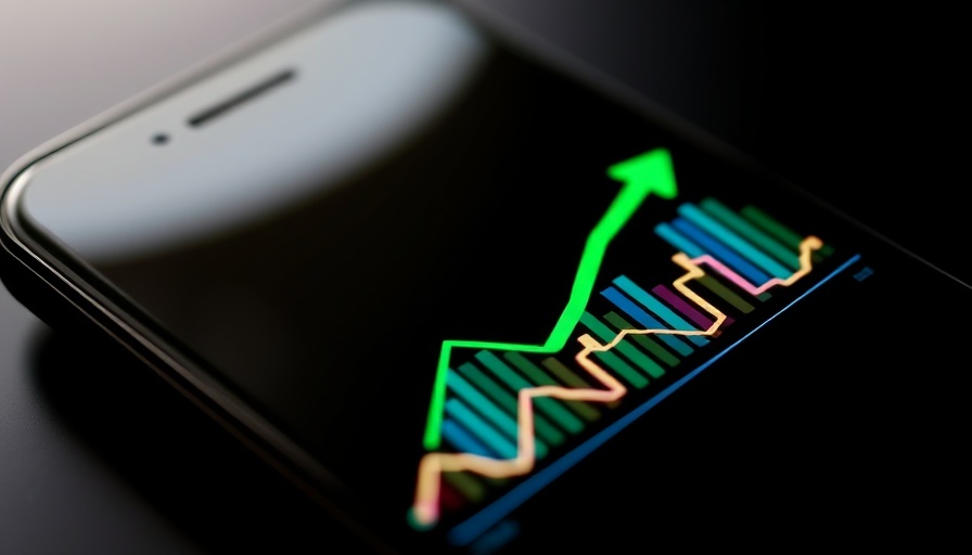 Growth chart on smartphone screen signaling financial trends.