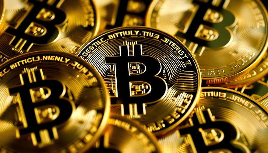 Shiny gold bitcoins close-up, emphasizing Bitcoin symbols.