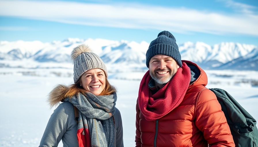 Smiling couple in winter attire on snowy landscape, Usha Vance Instagram account transition.
