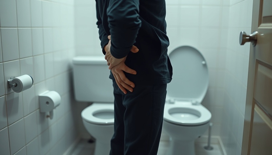 Person showing discomfort near toilet, illustrating Ketamine addiction effects.