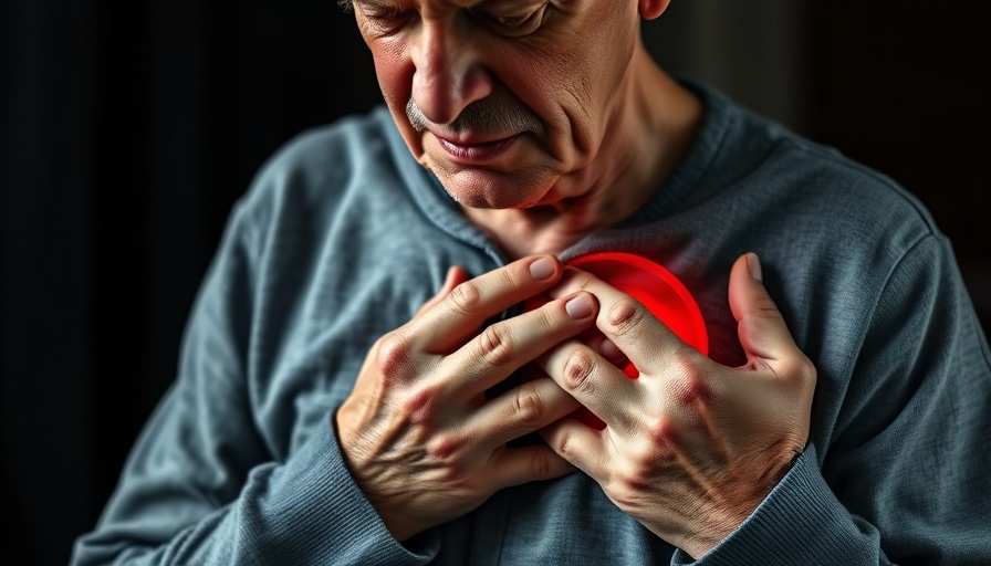 Elderly man experiencing chest pain, widow maker heart attack.
