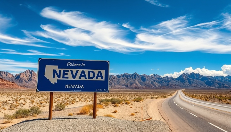 Nevada welcome sign on desert highway, blue sky, What Nevada is Known For