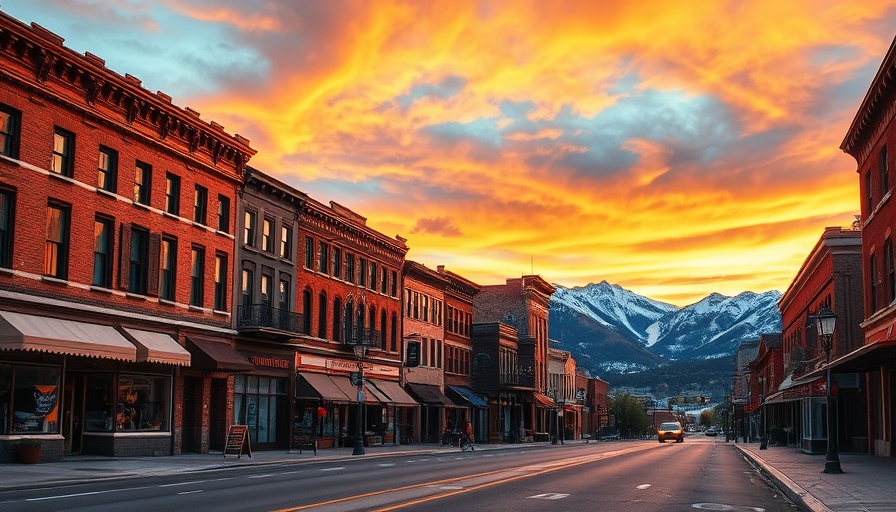 Street view in Montana with historic buildings and mountains.