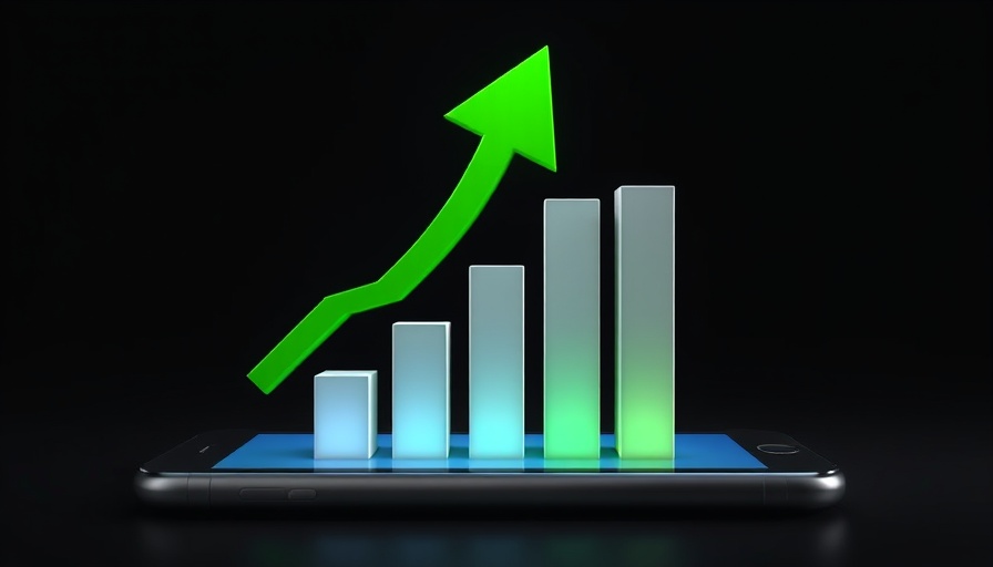 Japan real estate fund investment graph with smartphone base and rising arrow