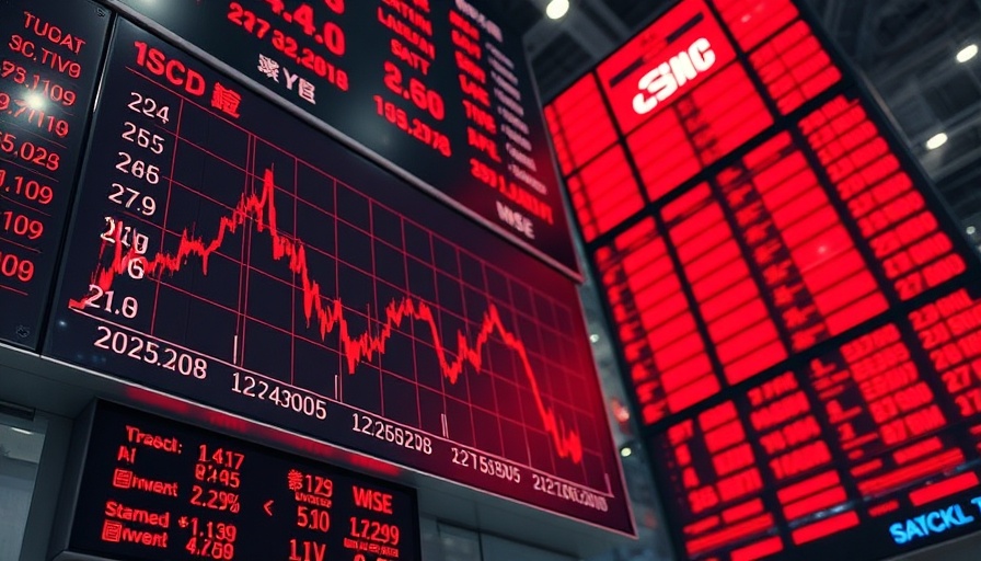 Stock market display showing downturn, reflecting new US tariff regime impacts on Wall Street.