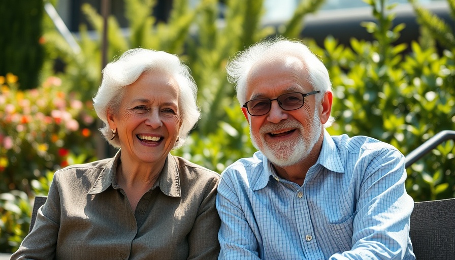 Baby boomers enjoying outdoor time in garden setting.
