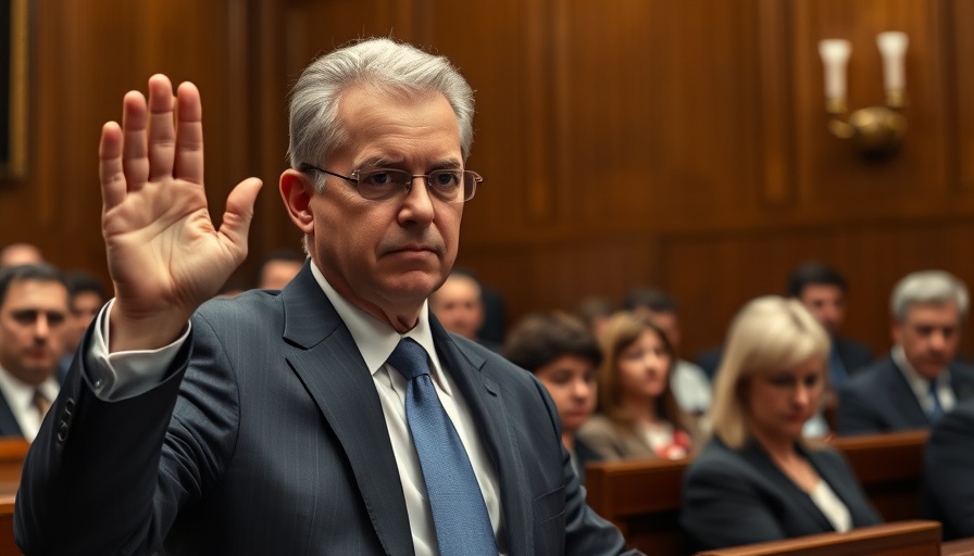 Man swearing oath at official confirmation hearing.