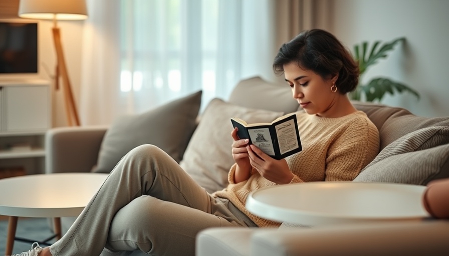 Cozy scene of person using Amazon Kindle's Recaps AI feature.