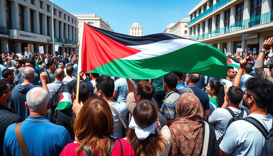 Protesters holding Palestinian flag during Trump administration crackdown.