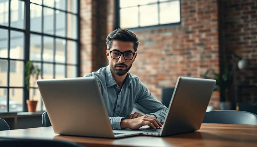 Independent contractor reviewing W-9 form on laptop in a bright office