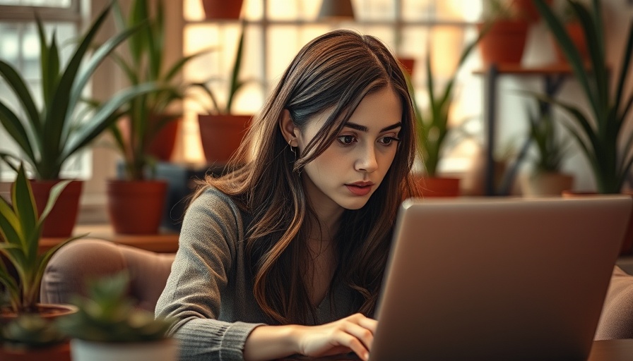 Gen Z woman focused on tax deadline, working in cafe setting.