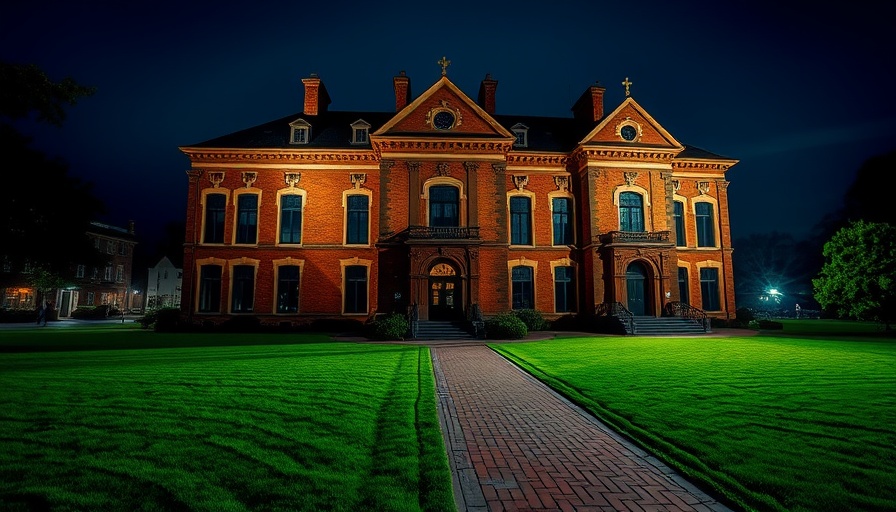 Historic building in Blacksburg VA at night